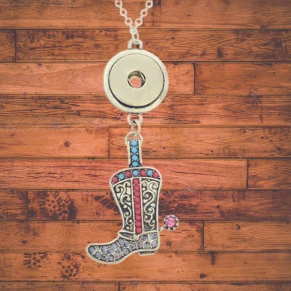 Cowboy Boot Snap Button Necklace